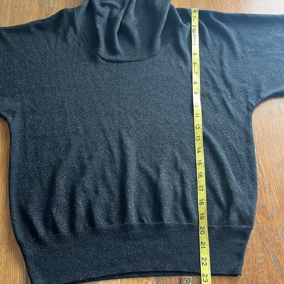 Michael Michael Kors Glitter Cowl Neck Sweater Short Sleeves Black Size M - Picture 9 of 14